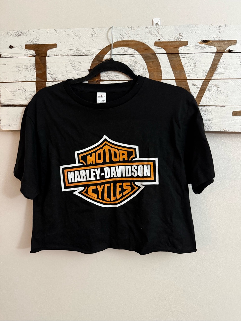 Harley-Davidson Black Tee with Orange & White Shield Logo